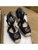 Gucci Knit Platform Wedge Espadrilles Blue 2019