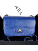 Chanel Small Lizard Skin Classic Flap Bag Blue 2019