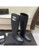 Chanel Vintage Rubber Rain High Boots Black 2021 03