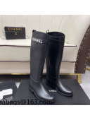 Chanel Vintage Rubber Rain High Boots Black 2021 04