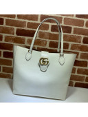 Gucci Leather Tote Bag with Double G 649577 White 2021
