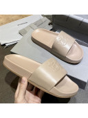 Balenciaga Leather Ox Flat Slide Sandals Beige 2021 (For Women and Men)