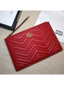 Gucci GG Marmont Matelassé Leather Pouch 476440 Red 2020