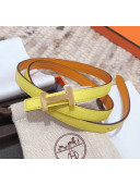 Hermes Width 1.3cm Swift & Epsom Leather Reversible Belt With H Buckle Yellow 2020