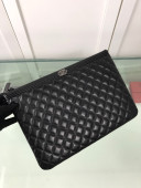 Chanel Quiltted Lambskin Large Boy Pouch A84407 Black/Silver 2019
