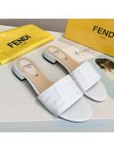 Fendi FF Leather Slide Sandals White 2020