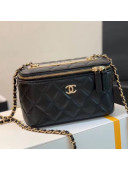 Chanel Quilted Lambskin Classic Box with Chain Vanity Case Bag AP1472 Black 2020