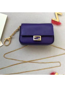 Fendi NANO BAGUETTE Charm Bag in Purple Leather 2020