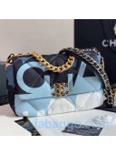 Chanel Printed Silk 19 Flap Bag AS1162 Blue/Black 2020