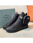 Prada Wheel Re-Nylon Gabardine High-top Sneakers with Pouch Black 2020