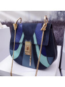 Chloe Drew Shoulder Bag in Small Grain Lambskin With Smooth & Suede Calfskin Patchwork Blue 2017