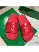 Bottega Veneta BV Quilted Leather Flat Slide Sandals Pink 2020