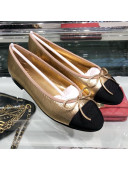 Chanel Metallic Laminated Leather Ballerinas G02819 Black/Gold 2019