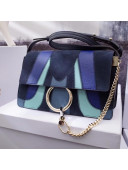 Chloe Small Faye Shoulder Bag in Small Grain Lambskin With Smooth & Suede Calfskin Patchwork Blue 2017