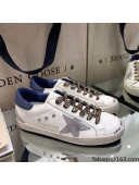 Golden Goose Super-Star Sneakers in White Leather with Blue Back 2021