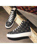 Louis Vuitton Monogram Denim Wool Short Sneaker Boots Black 2020