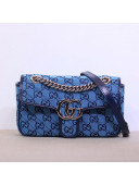 Gucci GG Marmont Multicolour Canvas Chain Mini Bag 446744 Blue 2021