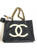 Chanel CC Chain Tote Shopping Bag Black 2018