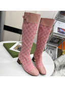 Gucci GG Canvas Knee-High Boot Pink 2021 37