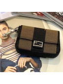 Fendi NANO BAGUETTE Charm Bag in Stripe Black/Brown 2020