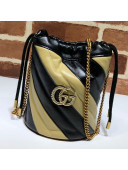Gucci GG Diagonal Marmont Leather Mini Bucket Bag 575163 Beige/Black 2019
