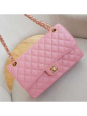 Chanel Medium Iridescent Quilted Grained Leather Classic Flap Bag Light Pink 2019