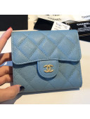 Chanel Three Folds Classic Small Flap Wallet A81900 Blue 3