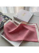 Dior Houndstooth Silk Sqaure Scarf 55x55cm Pink 2022 16