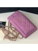 Chanel Grained Calfskin Classic Clutch With Chain AP0990 Purple 2020