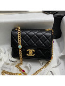 Chanel Lambskin Resin Stones Chain Mini Flap Bag AS2379 Black 2021