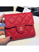 Chanel Three Folds Classic Small Flap Wallet A81900 Red