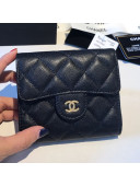 Chanel Three Folds Classic Small Flap Wallet A81900 Black 