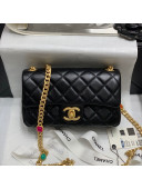 Chanel Lambskin Resin Stones Chain Small Flap Bag AS2380 Black 2021