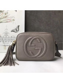 Gucci Soho Small Leather Interlocking G Tassel Disco Camera Bag 308364 Light Grey 2019