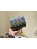 Dior Mini Caro Pouch with Chain in Grey Supple Cannage Calfskin 2021
