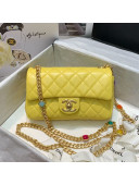 Chanel Lambskin Resin Stones Chain Small Flap Bag AS2380 Yellow 2021