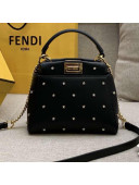 Fendi Lether Star Embellished Peekaboo XS Bag Black 2019