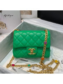 Chanel Lambskin Resin Stones Chain Mini Flap Bag AS2379 Green 2021