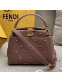 Fendi Lether Star Embellished Peekaboo XS Bag Pink 2019