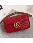Gucci GG Marmont Leather Super Mini Bag ‎476433 Red/Gold 2021 