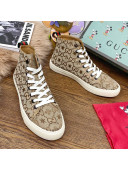 Gucci GG Star Bee Canvas High top Sneakers Brown 2020 (For Women and Men)
