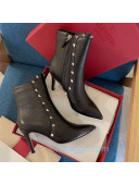 Valentino Rockstud Grained Calfskin Heel Short Boots 80mm Black 2020