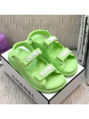 Chanel Leather Strap Flat Sandals with White CHANEL Charm G35927 Green 2021