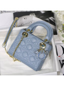 Dior Classic Lady Dior Lambskin Mini Bag Light Blue/Gold 2020
