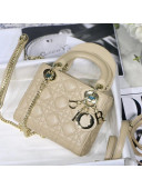 Dior Classic Lady Dior Lambskin Mini Bag Apricot/Silver 2020
