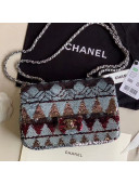 Chanel Sequins Small Flap Bag AS1078 Burgundy/Silver 2020