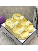 Chanel Leather Strap Flat Sandals with White CHANEL Charm G35927 Yellow 2021