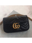 Gucci GG Marmont Leather Super Mini Bag ‎476433 Black/Gold 2021 
