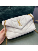 Saint Laurent Loulou Puffer Mini Bag in Quilted Lambskin 620333 White/Gold 2020