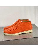 Loro Piana High-top Suede Flat Loafers Orange 2021 1118125